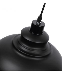 GloboStar® ANDY 01000 Μοντέρνο Κρεμαστό Φωτιστικό Οροφής Μονόφωτο Μαύρο Μεταλλικό Καμπάνα Φ35 x Υ28cm 12 01000 5
