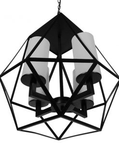 GloboStar® AVENUE 01001 Vintage Industrial Κρεμαστό Φωτιστικό Οροφής Πολύφωτο Μαύρο Μεταλλικό Πολυέλαιος Φ52 x Y53cm 15 01001 004