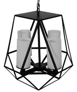 GloboStar® AVENUE 01001 Vintage Industrial Κρεμαστό Φωτιστικό Οροφής Πολύφωτο Μαύρο Μεταλλικό Πολυέλαιος Φ52 x Y53cm 12 01001 008