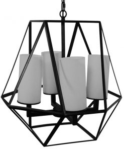 GloboStar® AVENUE 01001 Vintage Industrial Κρεμαστό Φωτιστικό Οροφής Πολύφωτο Μαύρο Μεταλλικό Πολυέλαιος Φ52 x Y53cm 13 01001 009