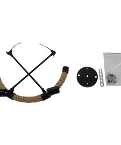 GloboStar® CROWN 01002 Vintage Industrial Φωτιστικό Τοίχου Απλίκα Δίφωτο Μαύρο Μεταλλικό με Μπεζ Σχοινί Μ21.5 x Π41 x Υ47cm 17 01002 8