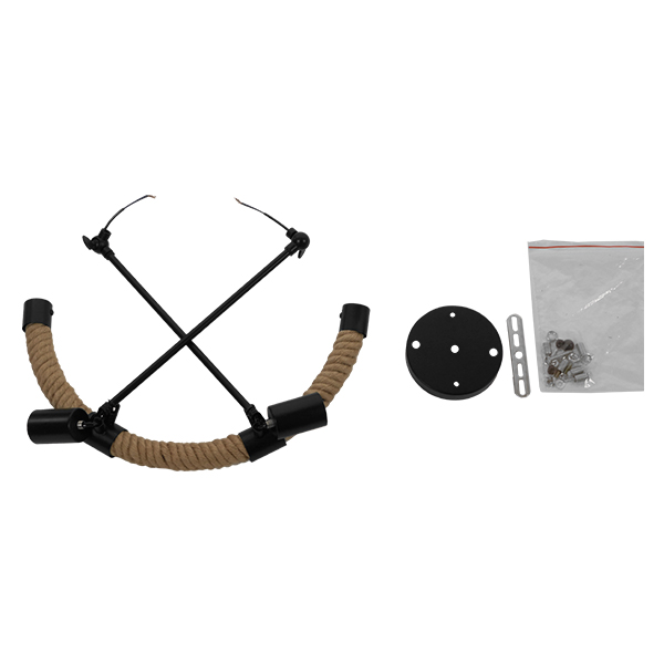 GloboStar® CROWN 01002 Vintage Industrial Φωτιστικό Τοίχου Απλίκα Δίφωτο Μαύρο Μεταλλικό με Μπεζ Σχοινί Μ21.5 x Π41 x Υ47cm 10 GloboStar® CROWN 01002 Vintage Industrial Φωτιστικό Τοίχου Απλίκα Δίφωτο Μαύρο Μεταλλικό με Μπεζ Σχοινί Μ21.5 x Π41 x Υ47cm - Image 8