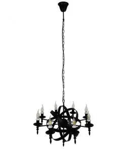 Alternative view of GloboStar® ESTELLE 01003 Vintage Industrial Κρεμαστό Φωτιστικό Οροφής Πολύφωτο Μαύρο Μεταλλικό Πολυέλαιος Φ65 x Y55cm
