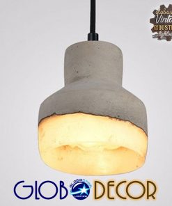 GloboStar® EVIEL 01006 Μοντέρνο Industrial Κρεμαστό Φωτιστικό Οροφής Μονόφωτο Τσιμέντο Γκρι Καμπάνα Φ13 x Y15cm 17 01006