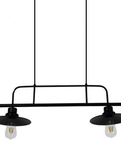 GloboStar® REGAL 01007 Vintage Industrial Φωτιστικό Οροφής Δίφωτο Μαύρο Μεταλλικό Ράγα Μ67 x Π26 x Υ85cm 12 01007 005