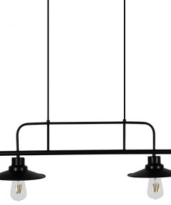 GloboStar® REGAL 01007 Vintage Industrial Φωτιστικό Οροφής Δίφωτο Μαύρο Μεταλλικό Ράγα Μ67 x Π26 x Υ85cm 13 01007 006