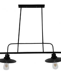 Alternative view of GloboStar® REGAL 01007 Vintage Industrial Φωτιστικό Οροφής Δίφωτο Μαύρο Μεταλλικό Ράγα Μ67 x Π26 x Υ85cm