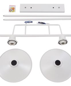 GloboStar® REGAL 01008 Vintage Industrial Φωτιστικό Οροφής Δίφωτο Λευκό Μεταλλικό Ράγα Μ67 x Π26 x Υ85cm 15 01008 7