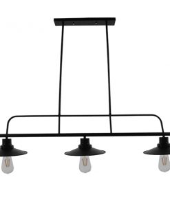 GloboStar® REGAL 01009 Vintage Industrial Φωτιστικό Οροφής Τρίφωτο Μαύρο Ράγα Μ113 x Π26 x Υ85cm 16 01009 0011