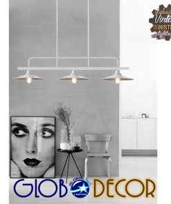 GloboStar® REGAL 01010 Vintage Industrial Φωτιστικό Οροφής Τρίφωτο Λευκό Μεταλλικό Ράγα Μ113 x Π26 x Υ85cm 23 01010