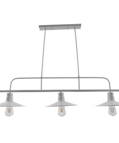GloboStar® REGAL 01010 Vintage Industrial Φωτιστικό Οροφής Τρίφωτο Λευκό Μεταλλικό Ράγα Μ113 x Π26 x Υ85cm 15 01010 006
