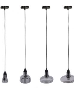 Alternative view of GloboStar® FEMINE 01011 SET 4 Μοντέρνα Κρεμαστά Φωτιστικά Οροφής Γυάλινα Φιμέ Χρωμίου Μονόφωτα Καμπάνα