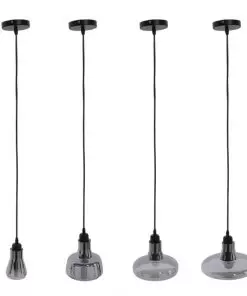 Alternative view of GloboStar® FEMINE 01011 SET 4 Μοντέρνα Κρεμαστά Φωτιστικά Οροφής Γυάλινα Φιμέ Χρωμίου Μονόφωτα Καμπάνα
