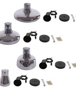 GloboStar® FEMINE 01011 SET 4 Μοντέρνα Κρεμαστά Φωτιστικά Οροφής Γυάλινα Φιμέ Χρωμίου Μονόφωτα Καμπάνα 14 01011 5