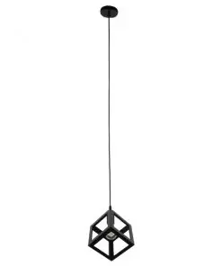 GloboStar® CUBE 01015 Μοντέρνο Κρεμαστό Φωτιστικό Οροφής Μονόφωτο Μαύρο Μεταλλικό Πλέγμα Φ25 x Y25cm 16 01015 10