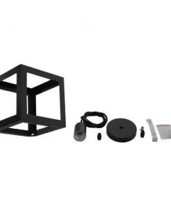 GloboStar® CUBE 01015 Μοντέρνο Κρεμαστό Φωτιστικό Οροφής Μονόφωτο Μαύρο Μεταλλικό Πλέγμα Φ25 x Y25cm 27 01015 11