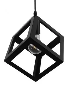 GloboStar® CUBE 01015 Μοντέρνο Κρεμαστό Φωτιστικό Οροφής Μονόφωτο Μαύρο Μεταλλικό Πλέγμα Φ25 x Y25cm 20 01015 12