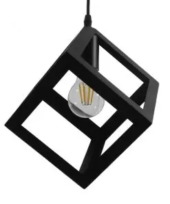 GloboStar® CUBE 01015 Μοντέρνο Κρεμαστό Φωτιστικό Οροφής Μονόφωτο Μαύρο Μεταλλικό Πλέγμα Φ25 x Y25cm 19 01015 2