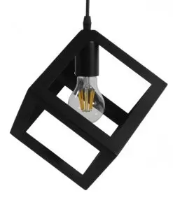 GloboStar® CUBE 01015 Μοντέρνο Κρεμαστό Φωτιστικό Οροφής Μονόφωτο Μαύρο Μεταλλικό Πλέγμα Φ25 x Y25cm 21 01015 3