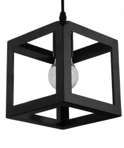 GloboStar® CUBE 01015 Μοντέρνο Κρεμαστό Φωτιστικό Οροφής Μονόφωτο Μαύρο Μεταλλικό Πλέγμα Φ25 x Y25cm 18 01015 5