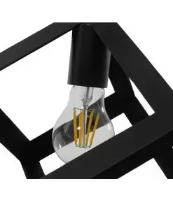 GloboStar® CUBE 01015 Μοντέρνο Κρεμαστό Φωτιστικό Οροφής Μονόφωτο Μαύρο Μεταλλικό Πλέγμα Φ25 x Y25cm 24 01015 8
