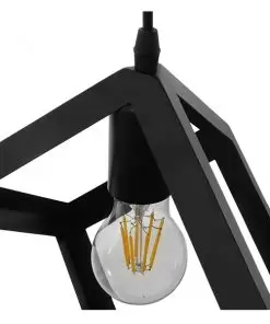 GloboStar® CUBE 01015 Μοντέρνο Κρεμαστό Φωτιστικό Οροφής Μονόφωτο Μαύρο Μεταλλικό Πλέγμα Φ25 x Y25cm 25 01015 9