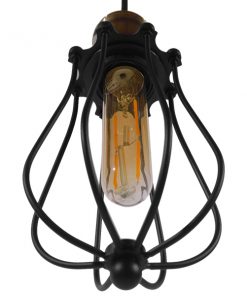 GloboStar® CAMBER 01016 Vintage Industrial Κρεμαστό Φωτιστικό Οροφής Μονόφωτο Μαύρο Μεταλλικό Πλέγμα Φ11 x Y25cm 11 01016 006