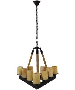 Alternative view of GloboStar® RUNE 01021 Vintage Κρεμαστό Φωτιστικό Οροφής Πολύφωτο Μαύρο Μεταλλικό με Όνυχα Πολυέλαιος με Μπεζ Σχοινί Μ68 x Π60 x Υ50cm