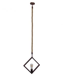 Alternative view of GloboStar® ALCO 01023 Vintage Industrial Κρεμαστό Φωτιστικό Οροφής Μονόφωτο Καφέ Σκουριά Μεταλλικό με Μπεζ Σχοινί Μ45 x Π10 x Υ45cm