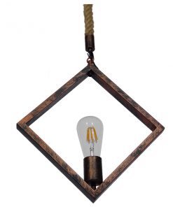 GloboStar® ALCO 01023 Vintage Industrial Κρεμαστό Φωτιστικό Οροφής Μονόφωτο Καφέ Σκουριά Μεταλλικό με Μπεζ Σχοινί Μ45 x Π10 x Υ45cm 14 01023 5