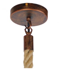 GloboStar® ALCO 01023 Vintage Industrial Κρεμαστό Φωτιστικό Οροφής Μονόφωτο Καφέ Σκουριά Μεταλλικό με Μπεζ Σχοινί Μ45 x Π10 x Υ45cm 17 01023 8
