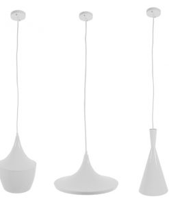 Alternative view of GloboStar® SHANGHAI WHITE 01026 SET 3 Μοντέρνα Κρεμαστά Φωτιστικά Οροφής Μονόφωτα Λευκά Μεταλλικά Καμπάνα