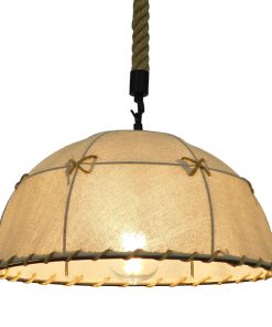 Alternative view of GloboStar® ANTOINETTE 01028 Vintage Κρεμαστό Φωτιστικό Οροφής Μονόφωτο με Μπεζ Σχοινί και Καπέλο Φ35 x Y20cm