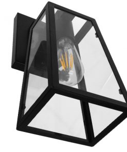 Alternative view of GloboStar® ASETYLIN 01032 Vintage Industrial Φωτιστικό Τοίχου Απλίκα Μονόφωτο Μαύρο Μεταλλικό με Γυαλί Μ17 x Π14 x Υ34cm