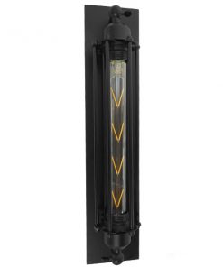 Alternative view of GloboStar® TUBULAR 01033 Vintage Industrial Φωτιστικό Τοίχου Απλίκα Δίφωτο Μαύρο Μεταλλικό Πλέγμα Μ14 x Π13 x Υ47cm