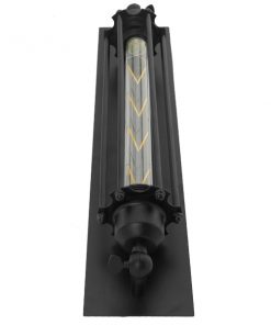 GloboStar® TUBULAR 01033 Vintage Industrial Φωτιστικό Τοίχου Απλίκα Δίφωτο Μαύρο Μεταλλικό Πλέγμα Μ14 x Π13 x Υ47cm 15 01033 006