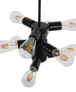 GloboStar® DELIR 01035 Μοντέρνο Industrial Φωτιστικό Οροφής Πολύφωτο Μαύρο Μεταλλικό Φ24 x Y23cm 15 01035 4