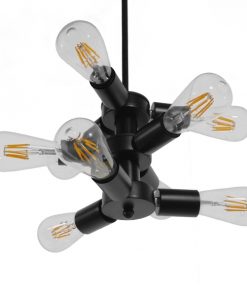 GloboStar® DELIR 01035 Μοντέρνο Industrial Φωτιστικό Οροφής Πολύφωτο Μαύρο Μεταλλικό Φ24 x Y23cm 16 01035 5