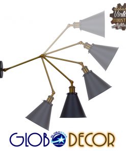 GloboStar® CRUCE 01037 Vintage Industrial Φωτιστικό Τοίχου Απλίκα Μονόφωτο με Σπαστό Μεταλλικό Βραχίονα και Μαύρη Καμπάνα Φ19 x Μ63 x Π19 x Υ77cm 24 01037 11