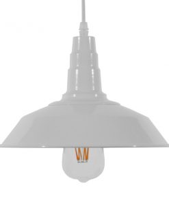 GloboStar® RAY 01044 Vintage Industrial Κρεμαστό Φωτιστικό Οροφής Μονόφωτο Λευκό Μεταλλικό Καμπάνα Φ26 x Y25cm 11 01044 3