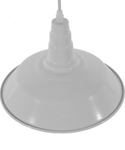 GloboStar® RAY 01044 Vintage Industrial Κρεμαστό Φωτιστικό Οροφής Μονόφωτο Λευκό Μεταλλικό Καμπάνα Φ26 x Y25cm 12 01044 4