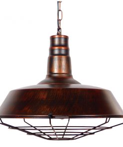 GloboStar® BARN 01045 Vintage Industrial Κρεμαστό Φωτιστικό Οροφής Μονόφωτο Καφέ Σκουριά Μεταλλικό Καμπάνα Φ46 x Y25cm 13 01045 3