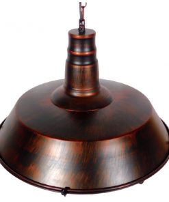 GloboStar® BARN 01045 Vintage Industrial Κρεμαστό Φωτιστικό Οροφής Μονόφωτο Καφέ Σκουριά Μεταλλικό Καμπάνα Φ46 x Y25cm 15 01045 5