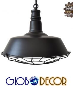 GloboStar® BARN 01048 Vintage Industrial Κρεμαστό Φωτιστικό Οροφής Μονόφωτο Μαύρο Μεταλλικό Καμπάνα Φ46 x Y25cm 11 01048