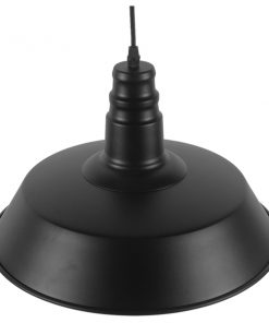 GloboStar® RAY 01049 Vintage Industrial Κρεμαστό Φωτιστικό Οροφής Μονόφωτο Μαύρο Μεταλλικό Καμπάνα Φ36 x Y25cm 13 01049 4