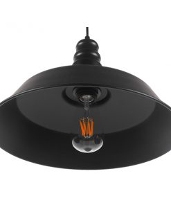 GloboStar® RAY 01049 Vintage Industrial Κρεμαστό Φωτιστικό Οροφής Μονόφωτο Μαύρο Μεταλλικό Καμπάνα Φ36 x Y25cm 14 01049 5