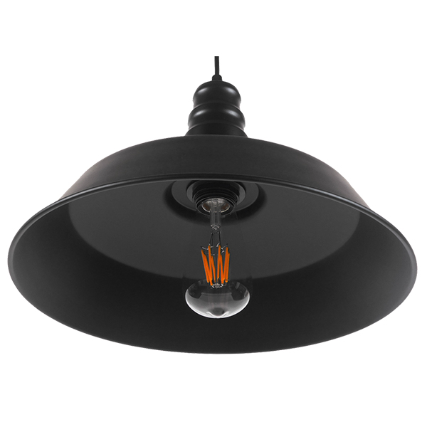 GloboStar® RAY 01049 Vintage Industrial Κρεμαστό Φωτιστικό Οροφής Μονόφωτο Μαύρο Μεταλλικό Καμπάνα Φ36 x Y25cm 7 GloboStar® RAY 01049 Vintage Industrial Κρεμαστό Φωτιστικό Οροφής Μονόφωτο Μαύρο Μεταλλικό Καμπάνα Φ36 x Y25cm - Image 5