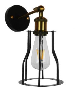 Alternative view of GloboStar® CATEL 01054 Vintage Industrial Φωτιστικό Τοίχου Απλίκα Μονόφωτο Μαύρο Μεταλλικό Πλέγμα Φ15 x Μ26 x Π15 x Υ30cm