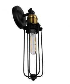 Alternative view of GloboStar® ANCUS 01055 Vintage Industrial Φωτιστικό Τοίχου Απλίκα Μονόφωτο Μαύρο Μεταλλικό Πλέγμα Φ10 x Μ13 x Π10 x Υ36cm