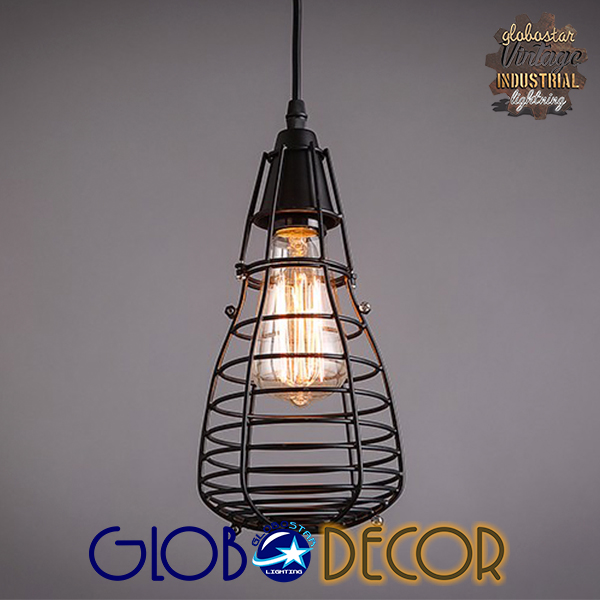 GloboStar® DROPS 01059 Vintage Industrial Κρεμαστό Φωτιστικό Οροφής Πολύφωτο Μαύρο Μεταλλικό Πλέγμα 8 GloboStar® DROPS 01059 Vintage Industrial Κρεμαστό Φωτιστικό Οροφής Πολύφωτο Μαύρο Μεταλλικό Πλέγμα - Image 6
